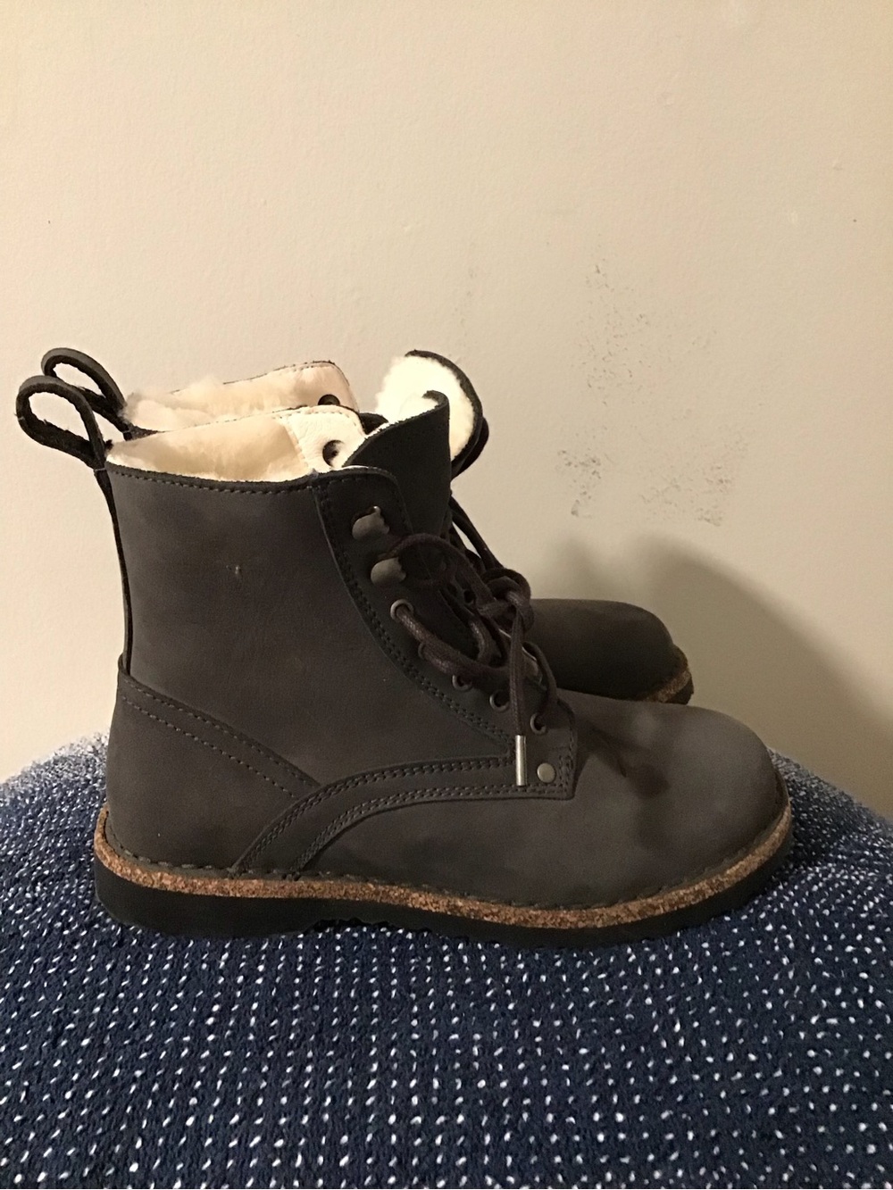 Birkenstock Kids Black Lace-Up Shearling Boots